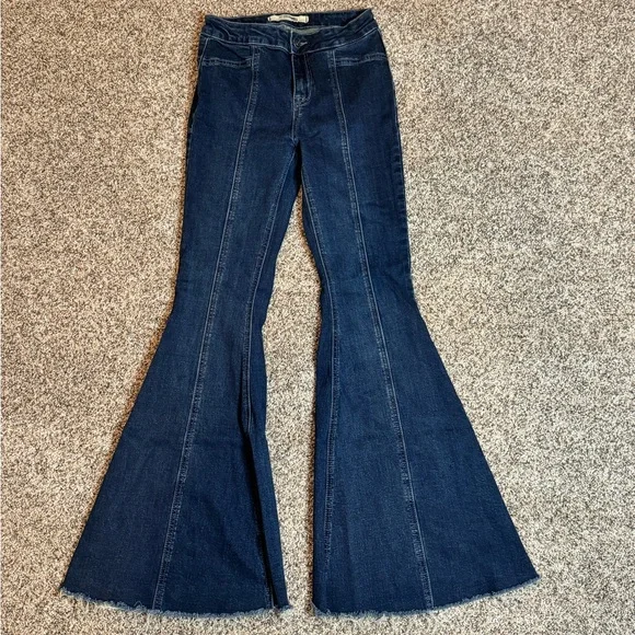 Rock & Roll Cowgirl Dark Blue Flare Jeans - Picture 1 of 3